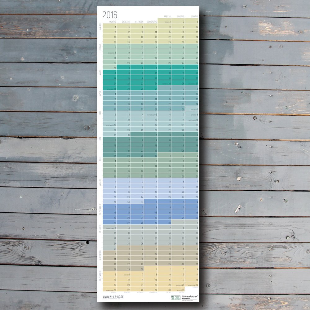 Wi-La-No Kalender in Pastell Aqua Türkis