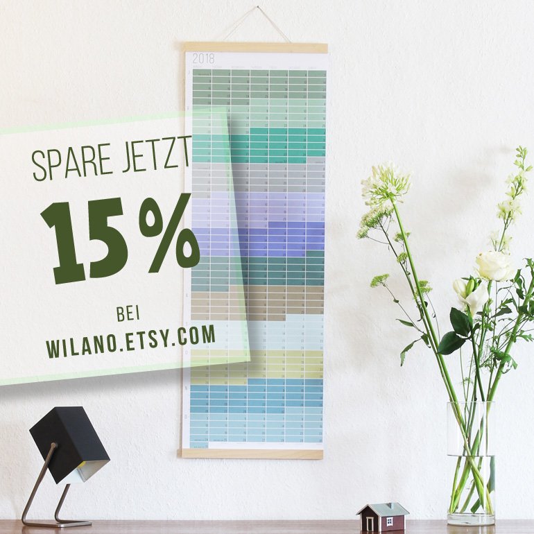 Bleibe in Verbindung mit #WiLaNo! Erhalte zum Dank 15% Rabatt und aktuelle Infos über Verlosungen, Rabattaktionen und neue Produkte von „Wie lange noch? Der Kalender.“ #Kalender2018 #Wandkalender #Jahresplaner