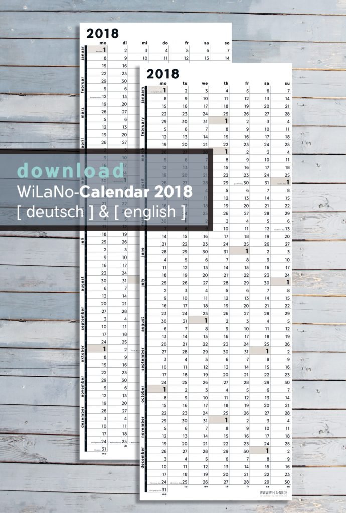 Wandkalender Printable DIY Download