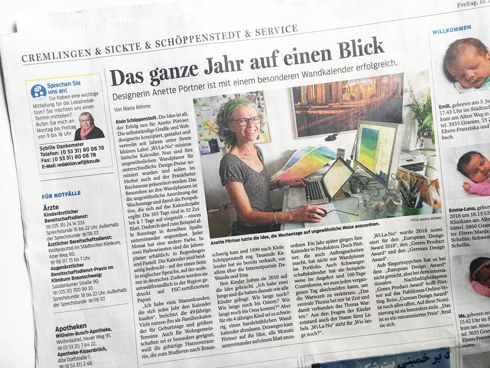 Zeitungsartikel in der Wolfenbütteler Zeitung