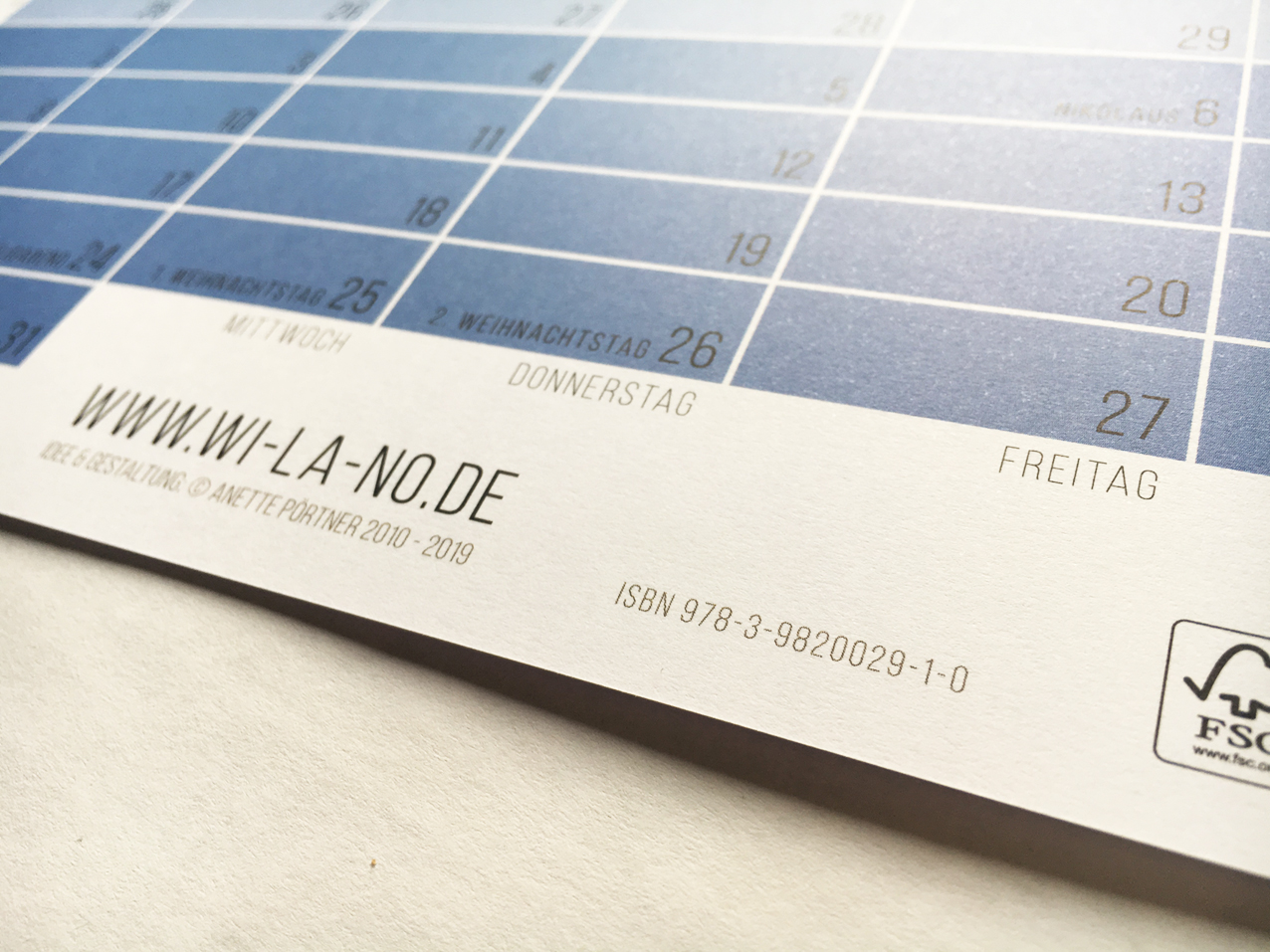 ISBN ﻿Wandkalender 2019 Pastell von Wi-La-No