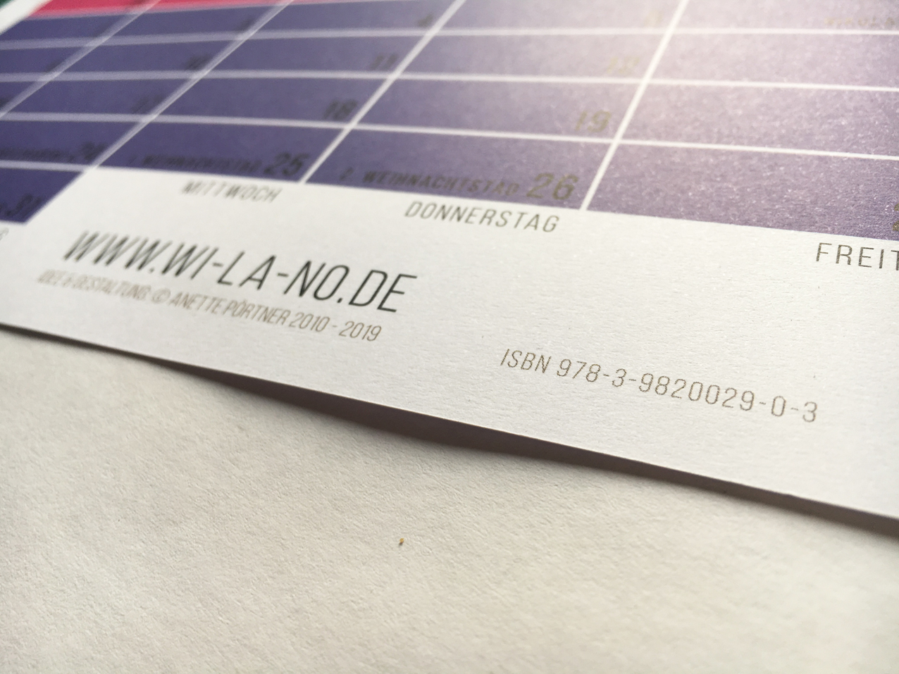 ISBN ﻿Wandkalender 2019 Regenbogen von Wi-La-No