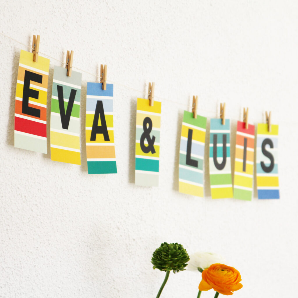 ABC Buchstaben-Postkarten Alphabet Partygirlande Eva & Luis