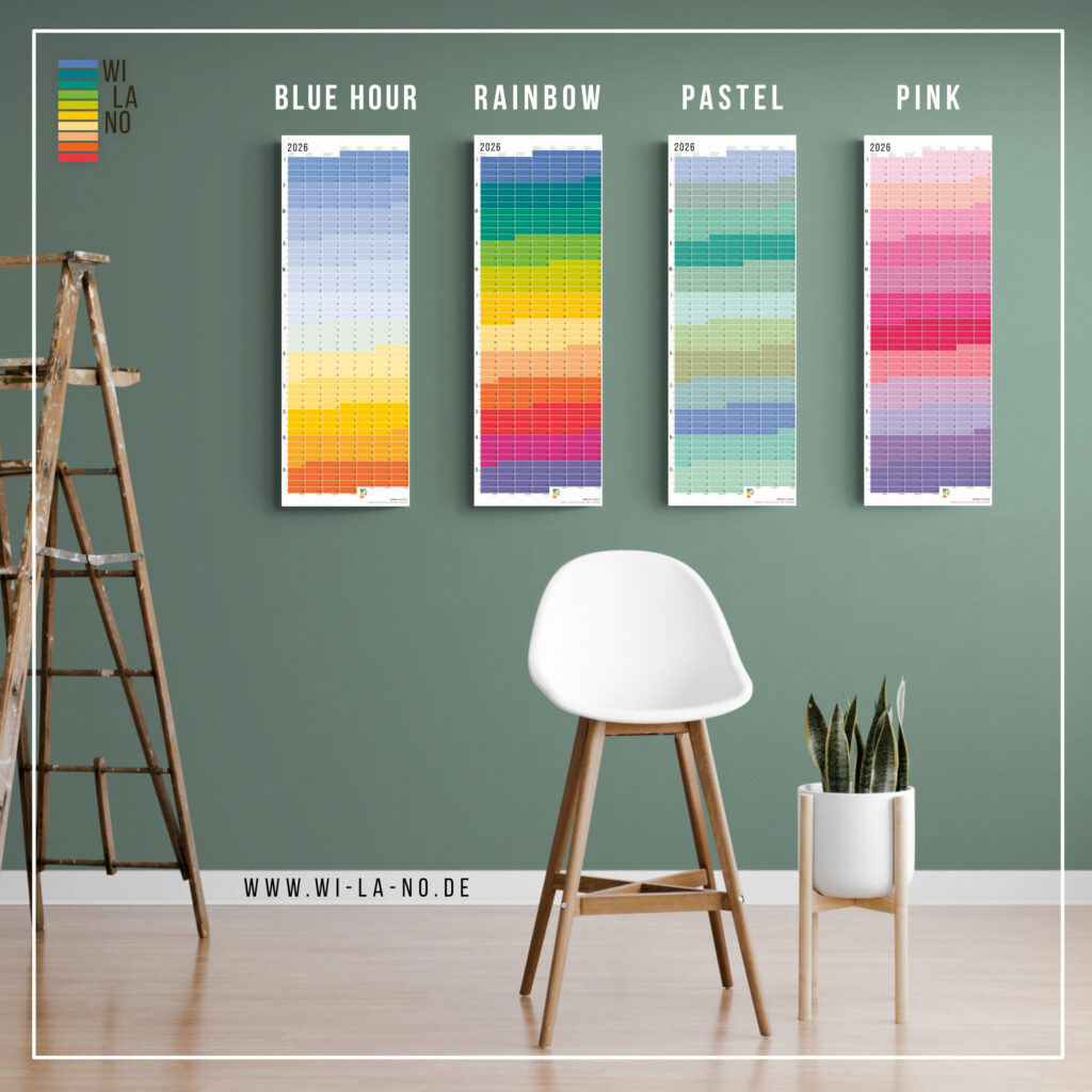 Wandkalender 2026 Wallplanner Jahresplaner Designkalender Calendar 2026 Wi-La-No Kalender Wie lange noch? Bunter Kalender 2026