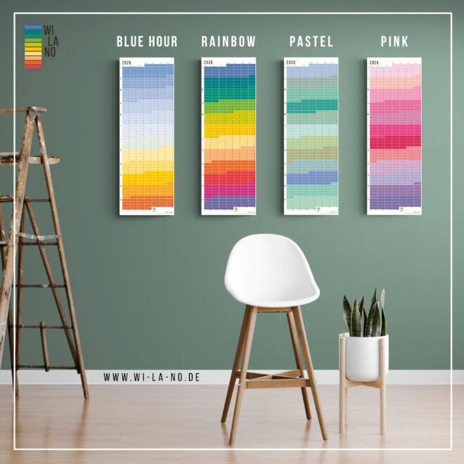 Wandkalender 2026 Wallplanner Jahresplaner Designkalender Calendar 2026 Wi-La-No Kalender Wie lange noch? Bunter Kalender 2026