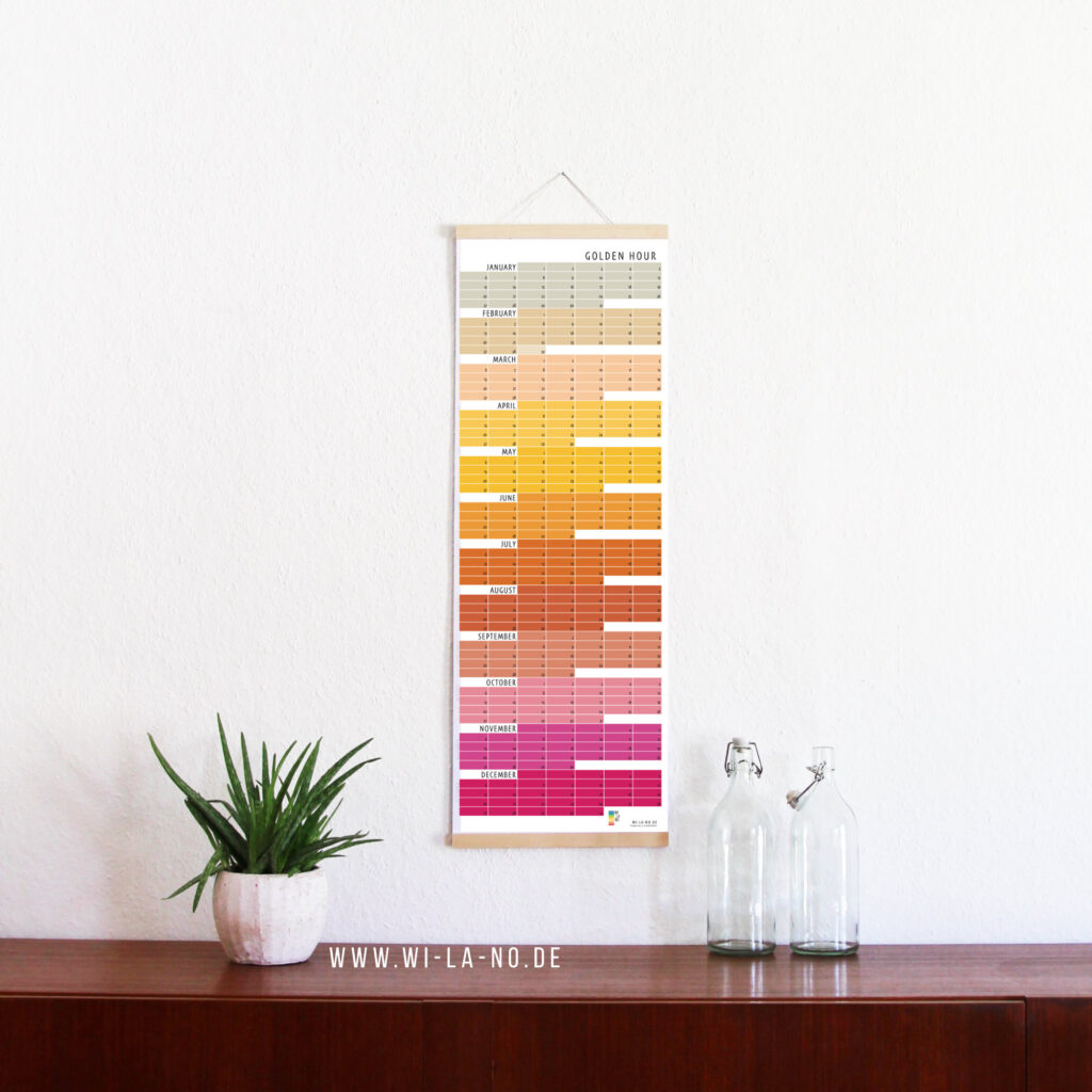Geburtstagskalender Orange- Rosa-Pink-Grau Golden Hour Goldene Stunde Immerwährender Kalender von Anette Pörtner Wi-La-No®