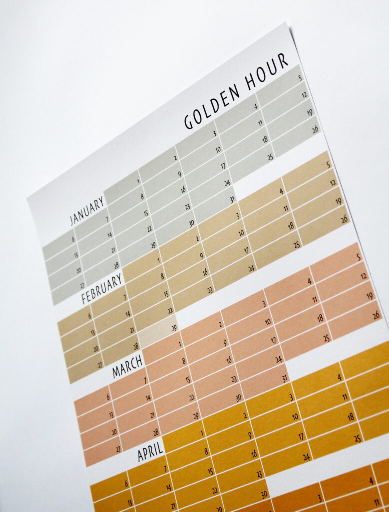 Geburtstagskalender Orange- Rosa-Pink-Grau Golden Hour Goldene Stunde Immerwährender Kalender von Anette Pörtner Wi-La-No®