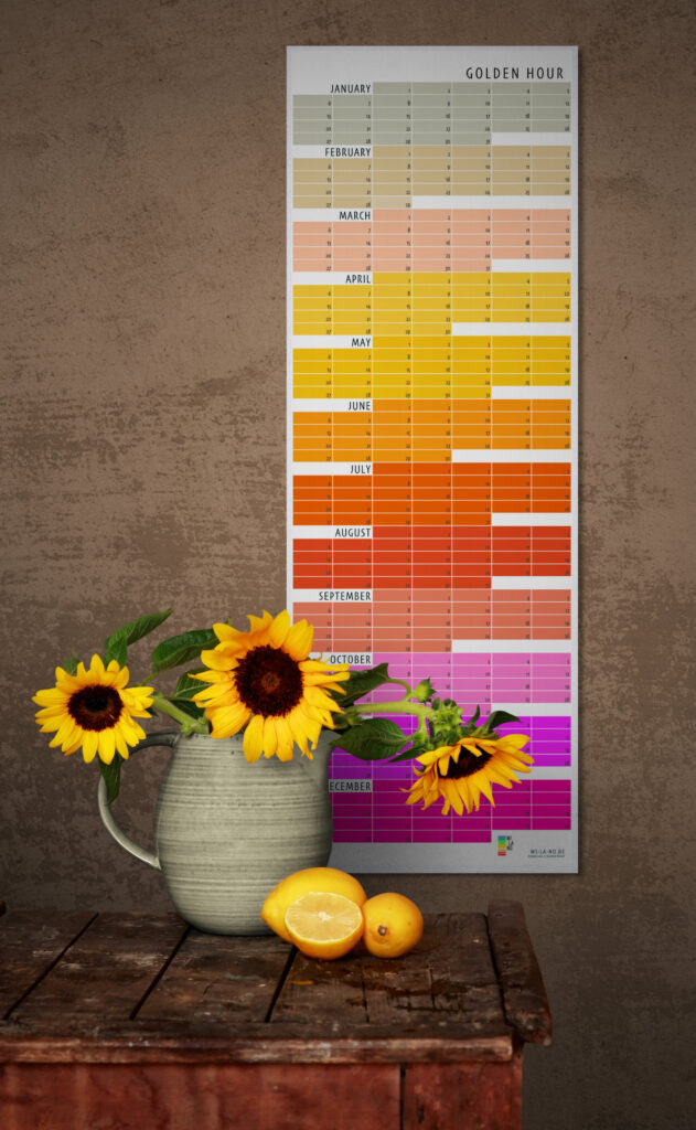 Geburtstagskalender Orange- Rosa-Pink-Grau Golden Hour Goldene Stunde Immerwährender Kalender von Anette Pörtner Wi-La-No®